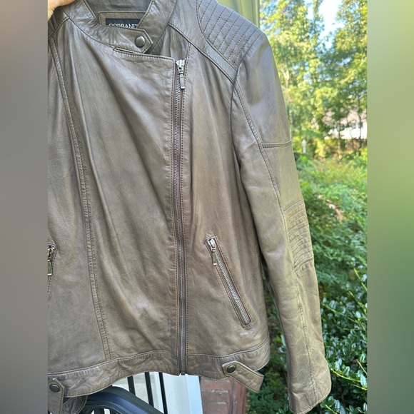 Corbani Womens Asymmetrical Leather Jacket – Genuine Lambskin Leather -Med-Taupe - Picture 2 of 9